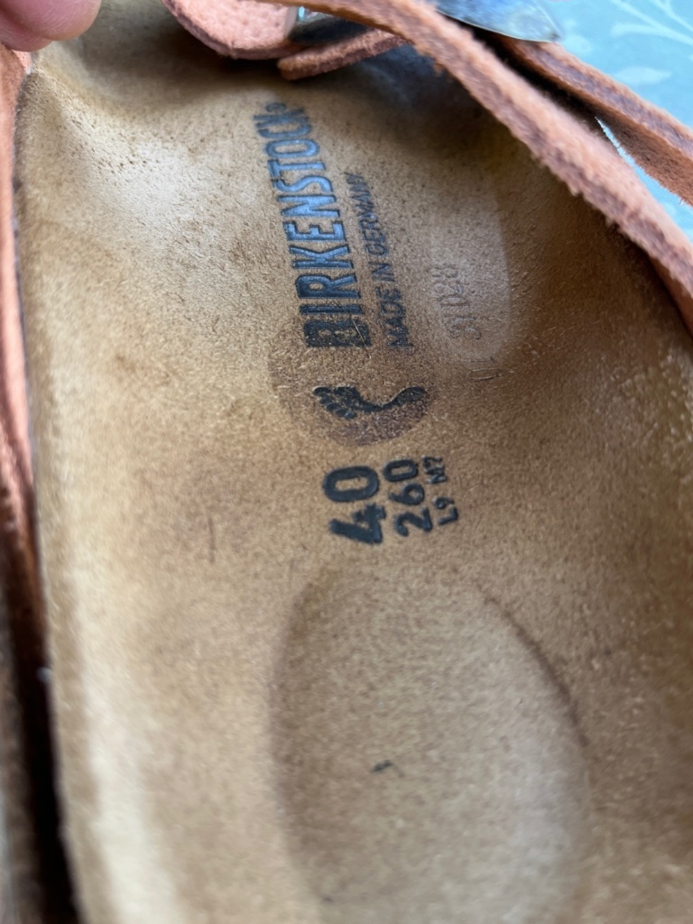Birkenstock Arizona burnt orange suede embossed sandals - Picture 3 of 13